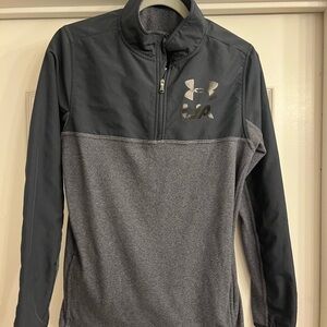 Under Armour Black & Gray Zip Athletic Pullover Youth XL